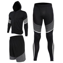 Men's Compression Running Suits Three Clothes Sports Set Jackets Shorts and Pants Joggers