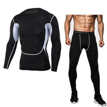 Mens Compression Shirt Pants Set Bodybuilding Tight Long Sleeves Shirts Leggings Sport Suit Workout Fitness Sportswear