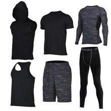 Quick Dry Men's Running Sets 6pieces/sets Compression Sports Suits Basketball Tights Clothes Gym Fitness Jogging Sportswear