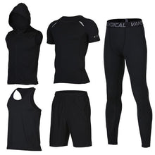 Quick Dry Men's Running Sets 6pieces/sets Compression Sports Suits Basketball Tights Clothes Gym Fitness Jogging Sportswear