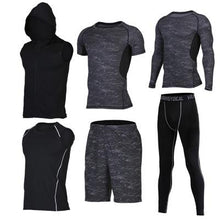 Quick Dry Men's Running Sets 6pieces/sets Compression Sports Suits Basketball Tights Clothes Gym Fitness Jogging Sportswear