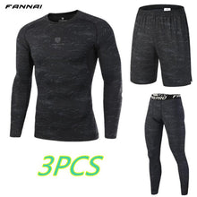 Mens Run jogging Sportswear Sports Set Long t shirt,leggings,shorts Gym outdoor workout Tights clothing 3pcs/Sets