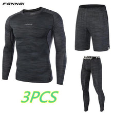 Mens Run jogging Sportswear Sports Set Long t shirt,leggings,shorts Gym outdoor workout Tights clothing 3pcs/Sets