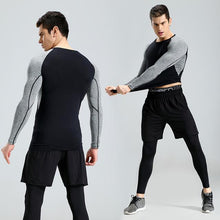 New 3Pcs Running Set Men Solid Quick Dry Mens Sport Suit Fitness Tight Gym Clothing Training Suit